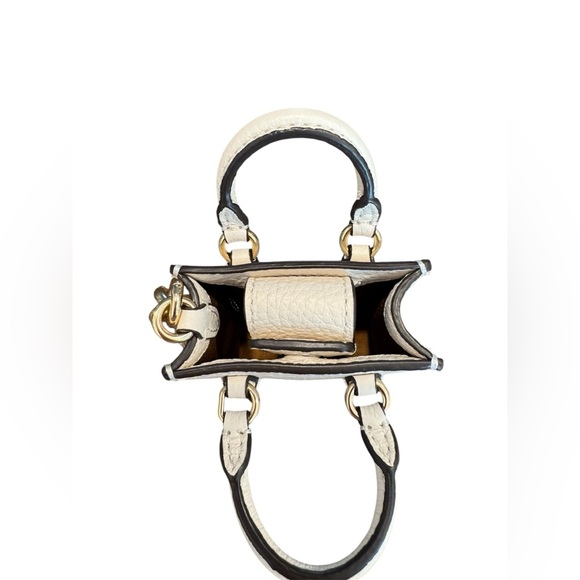 Coach Mini North South Bag Charm Keychain in Chalk White Gold Hardware New - Picture 10 of 10